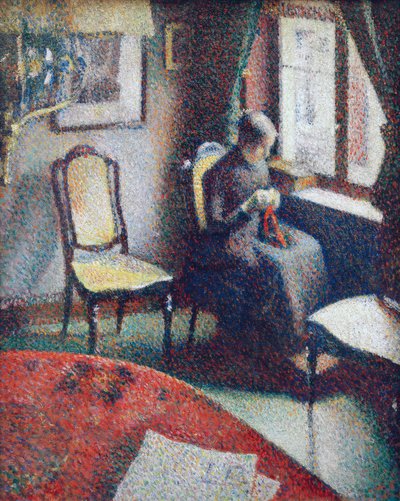 窓辺で縫い物をする女性 作： Georges Lemmen
