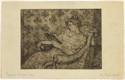 座っている女性の読書 作： Georges Lemmen