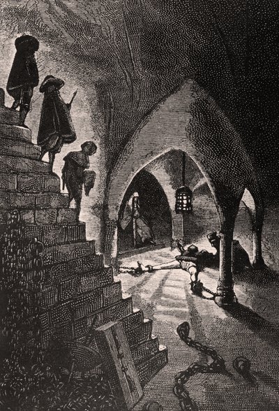 La CavePénale-19世紀のロム・クィ・リトリのイラスト（bw彫刻） 作： Georges Marie Rochegrosse