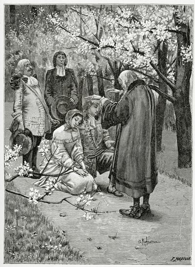 エセルとオーデナーの結婚式-アイスランドのハン、19世紀のイラスト（bw彫刻） 作： Georges Marie Rochegrosse