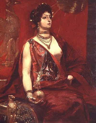 赤い服を着た女性の肖像 作： Georges Marie Rochegrosse