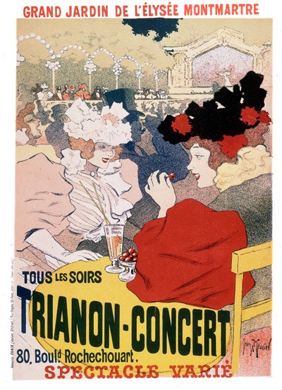 パリのキャバレーエリゼモンマルトルの庭園でのトリアノンコンサートでのショーのポスター、1900年頃 作： Georges Meunier
