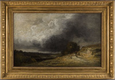 嵐の中の群れ、1796年から1843年の間（油彩） 作： Georges Michel