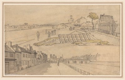 パリの2つのビュー、1800年代前半。 作： Georges Michel