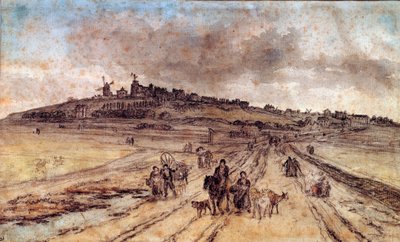 モンマルトルからパリへの眺め 水彩画 ジョルジュ・ミシェル（1763-1843） 19世紀 パリ、ルーヴル美術館蔵 作： Georges Michel