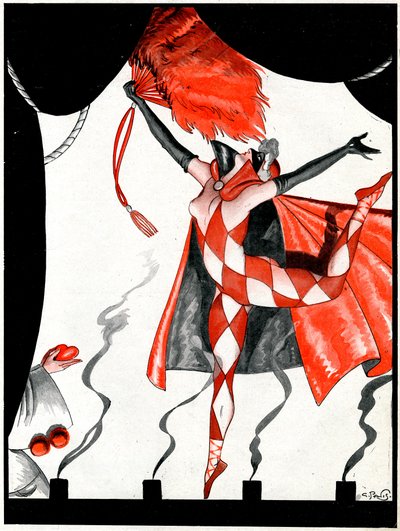 永遠のパントマイム、ハートのジャックとダイヤモンドの女王 - ラ ヴィ パリジェンヌのイラスト 作： Georges Pavis