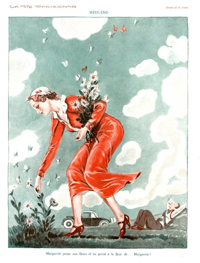 週末、「La Vie Parisienne」のイラスト 作： Georges Pavis