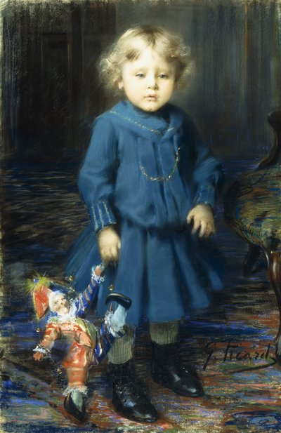 人形を持った子供の肖像 作： Georges Picard