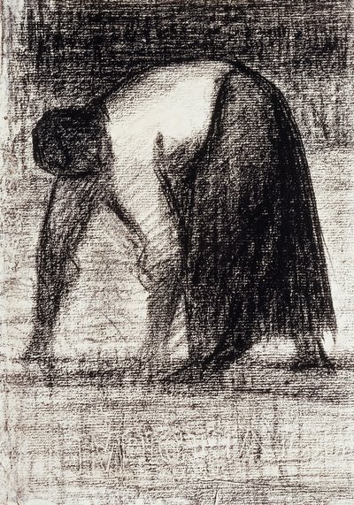 地面に手を持つ農民の女性。 Paysanne les Mains au Sol、1882年 作： Georges Pierre Seurat