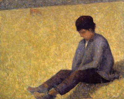草の上に座る少年 1882年頃 油彩・キャンバス 作： Georges Pierre Seurat