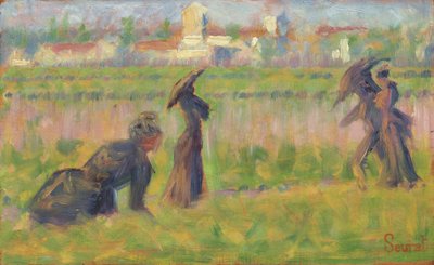 風景の中の人物、c。 1883年。 作： Georges Pierre Seurat