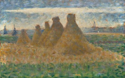 干し草の山、c。 1882年。 作： Georges Pierre Seurat