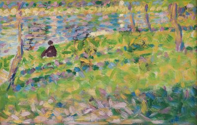 風景、着席男 作： Georges Pierre Seurat