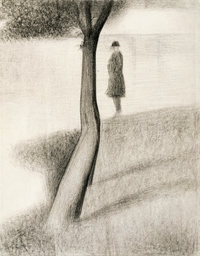 木の隣に立っている男。 La Grande Jatteの研究 作： Georges Pierre Seurat