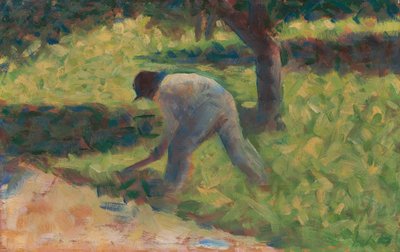 鍬を持つ農民、c。 1882年。 作： Georges Pierre Seurat