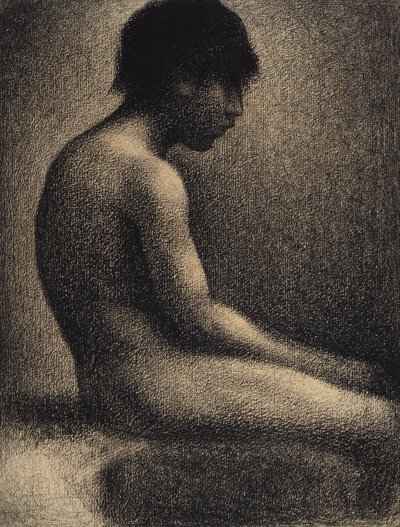 着席ヌード。 ウネ・ベニャードの習作、1883年。 作： Georges Pierre Seurat