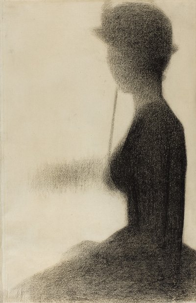 日傘を付けた着席女性 作： Georges Pierre Seurat