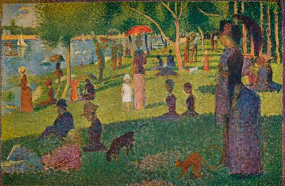 ラグランジャットでの日曜日の勉強、1884 作： Georges Pierre Seurat