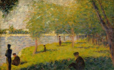 ラグランジャットでの日曜日の勉強、1884年。 作： Georges Pierre Seurat