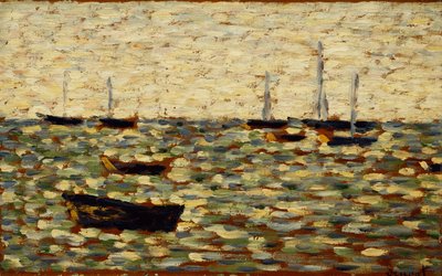 グランドキャンプの海。 La Mer a Grandcamp、1885 作： Georges Pierre Seurat