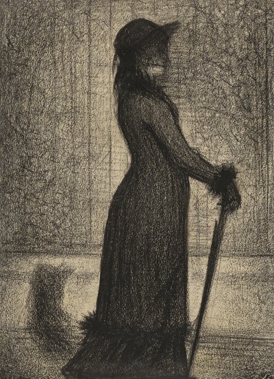 ウネ・エレガンテ、散歩する女性、1884年頃（ミカレット紙の鉛筆物語） 作： Georges Pierre Seurat