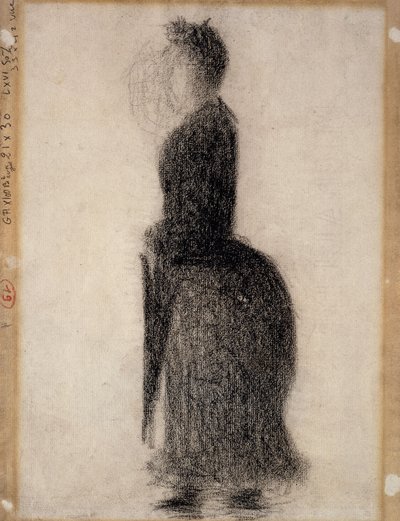 日傘を持つ女性;傘を持つ女性、1883年 作： Georges Pierre Seurat