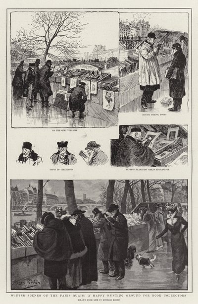 本のコレクターのための幸せな狩猟場、パリのクワの冬景色 作： Georges Redon