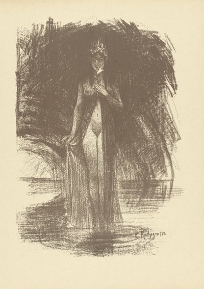 幻影として浅瀬に花が立っている裸の女性 出現 レプルーヴ（シリーズタイトル） 作： Georges Rochegrosse