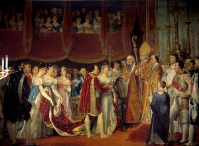 ナポレオン1世（1769-1821）とハプスブルグ・ロレーヌ大公妃マリー・ルイーズ（1791-1847）の宗教的結婚 1810年2月4日 ルーヴルのサロン・カーレにて ジョルジュ・ルジェ（1783-1869）による絵画 19世紀 日。3,67x4,94 m. - ナポレオン1世の宗教的な結婚（17 作： Georges Rouget