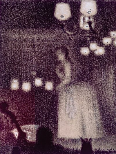 エデンコンサート、1886年-7月（紙にコンテクレヨン、ガッシュ、チョーク、インク） 作： Georges Seurat