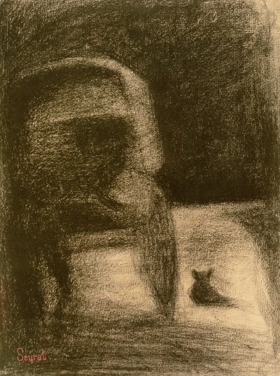 馬車と犬、1882-84年頃（紙にコンテクレヨン） 作： Georges Seurat