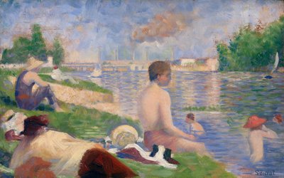 アスニエールの海水浴客」の最終習作 作： Georges Seurat