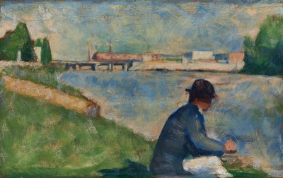 アニエールでの入浴者のための研究、c。 1883-1884。 作： Georges Seurat