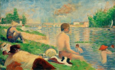 水泳、アニエール（BadeplatzAsnières- Finale Studie） 作： Georges Seurat