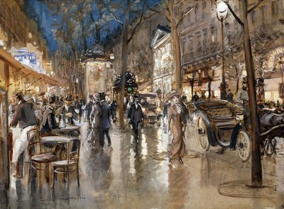 パリの大通りの夜、 作： Georges Stein