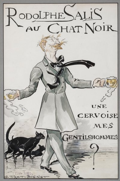 ロドルフ・サリスと黒猫、c. 1890年。 作： Georges Tiret Bognet