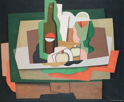 テーブルの上の静物。テーブルの上の静物、1925 作： Georges Valmier