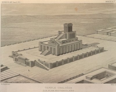 カルデアの神殿の再建。ジョルジュ・ペロ（1832-1914）とシャルル・チピーズ（1835-1901）の『Histoire de l