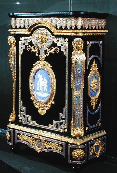 サイドボード、1855年頃（黒檀、ブロンズ、塗装エナメル） 作： Georges and Legost Achille (fl.1855) Monbro