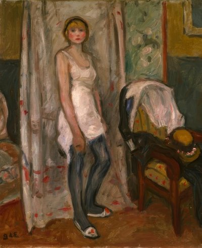 服を脱ぐ若い女性 作： Georges d Espagnat