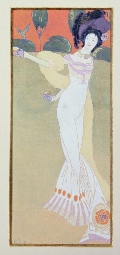 鳥に餌をやる女 作： Georges de Feure