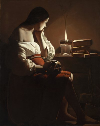 ジョルジュ・ド・ラ・トゥール - 1635-37年頃の「煙る炎のマグダレン 作： Georges de La Tour