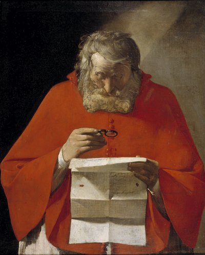 手紙を読む聖ジェローム、ca。 1628-1629 作： Georges de La Tour