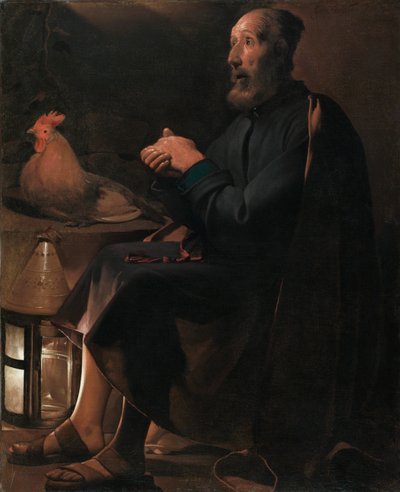 悔い改める聖ペテロ 作： Georges de La Tour