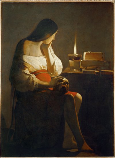 ラ・マドレーヌ・ア・ラ・ヴェイユーズ - 夜の光とマグダレン ... 作： Georges de La Tour
