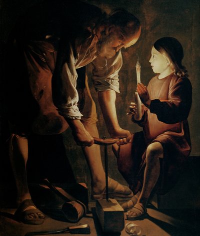 大工聖ヨセフ（帆布に油彩） 作： Georges de La Tour