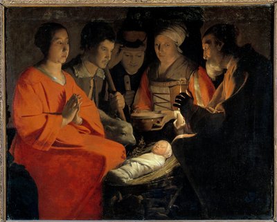 羊飼いたちの礼拝 ジョルジュ・ド・ラ・トゥール（1593-1652）の絵画 17世紀 日1,07x1,31 m 作： Georges de La Tour