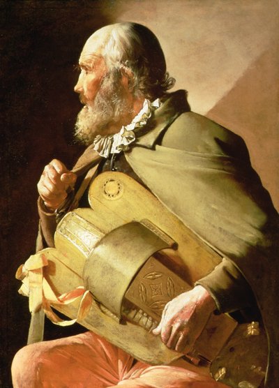 盲目のハーディ・ガーディ・プレイヤー」（油彩・キャンバス 作： Georges de La Tour