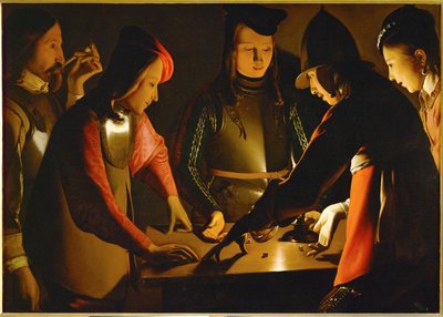 ダイス・プレイヤーズ（キャンバスペインティング） 作： Georges de la Tour