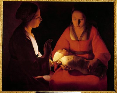 新生児」（The New Born Child）。ジョルジュ・ド・ラ・トゥール（1593-1652）の絵画 作： Georges de La Tour